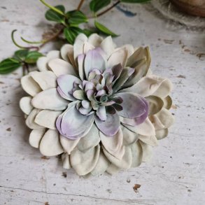 Gr/grn/lilla flad georgine blomster pynt S