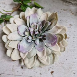 Gr/grn/lilla flad georgine blomster pynt S