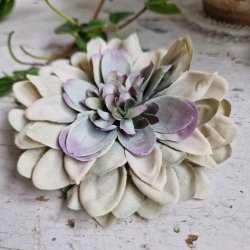 Gr/grn/lilla flad georgine blomster pynt S