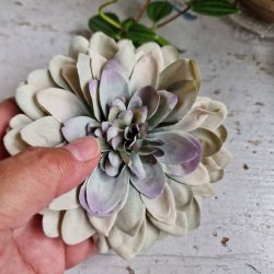 Gr/grn/lilla flad georgine blomster pynt S