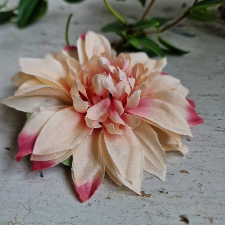 Fersken/vin krysantemum blomster clips M