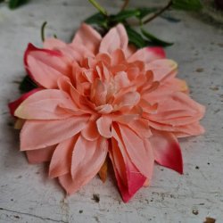 Fersken/rd  krysantemum blomster clips M