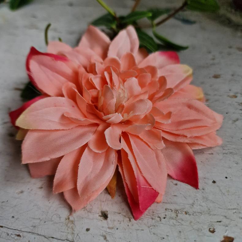 Fersken/rd  krysantemum blomster clips M