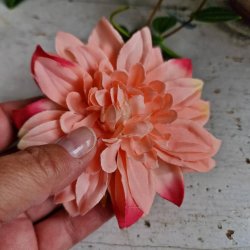 Fersken/rd  krysantemum blomster clips M