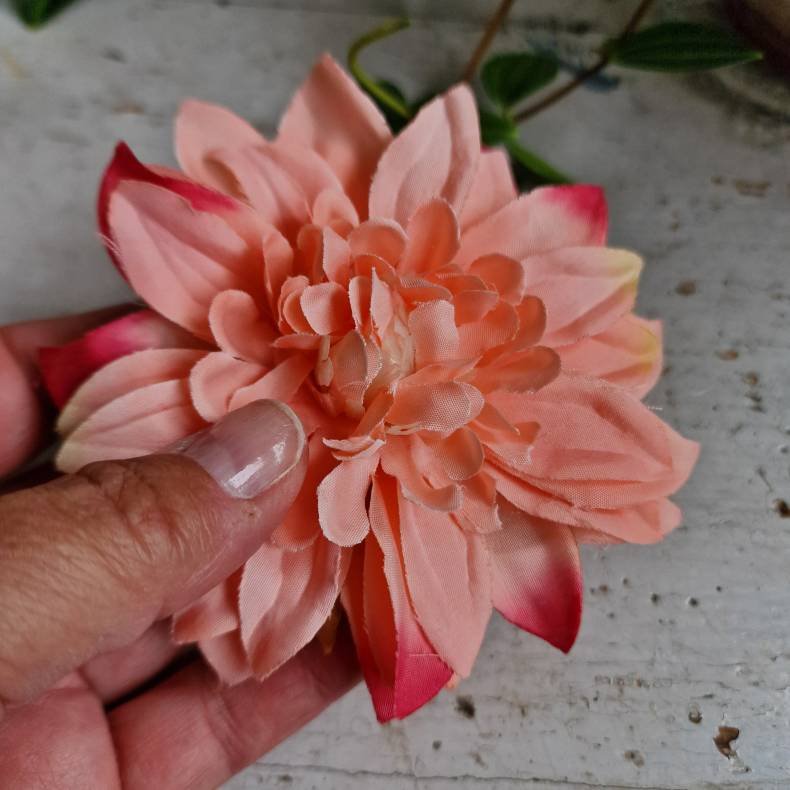 Fersken/rd  krysantemum blomster clips M