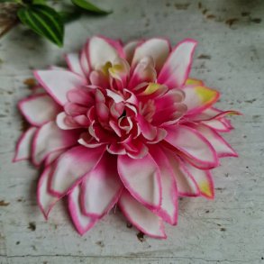 Pink/hvid/lime krysantemum blomster clips M