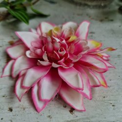 Pink/hvid/lime krysantemum blomster clips M