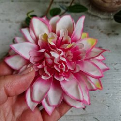 Pink/hvid/lime krysantemum blomster clips M