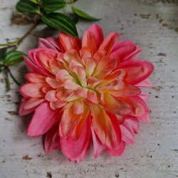 Pink/grn/gul krysantemum blomster clips M