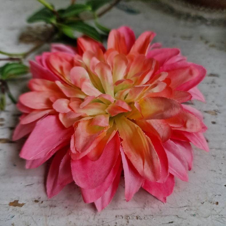 Pink/grn/gul krysantemum blomster clips M