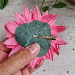 Pink/grn/gul krysantemum blomster clips M