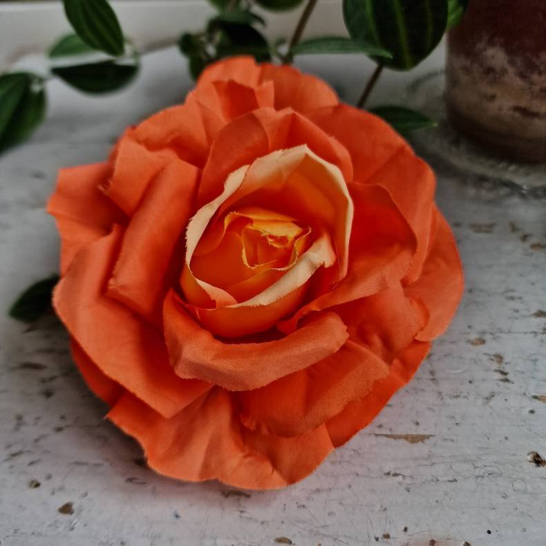 Orange rose blomster clips M