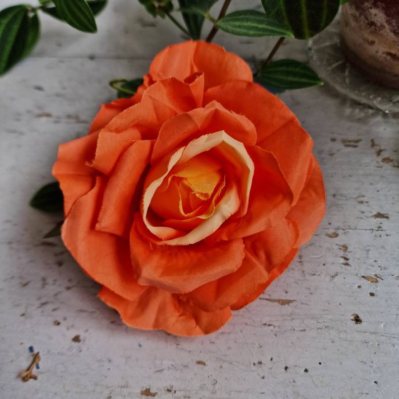 Orange rose blomster clips M