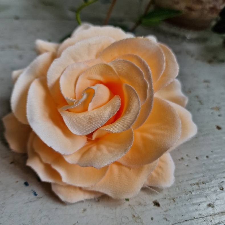 Fersken rose blomster clips M