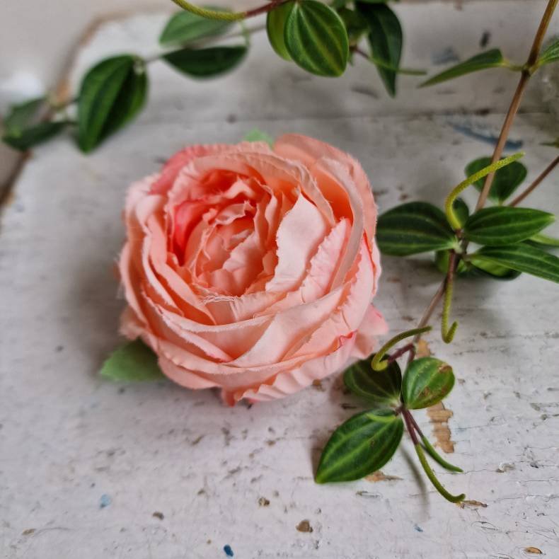 Rosa/fersken hjt rosenhoved blomster pynt S