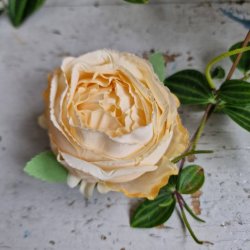 Flde/fersken farvet hjt rosenhoved blomster pynt S