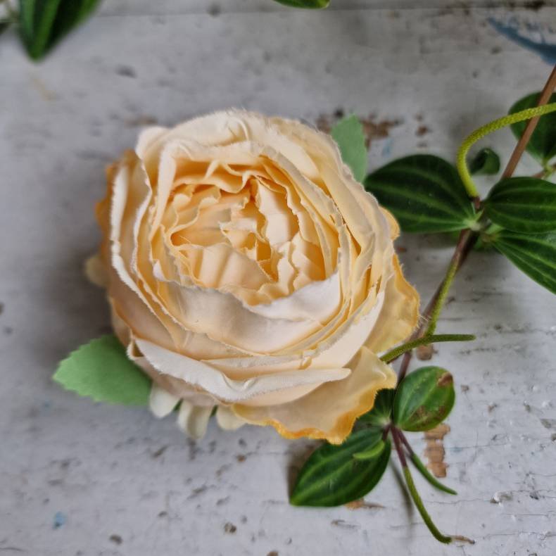 Flde/fersken farvet hjt rosenhoved blomster pynt S