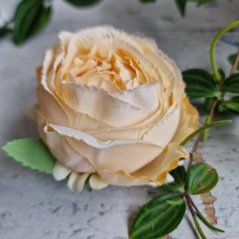 Flde/fersken farvet hjt rosenhoved blomster pynt S