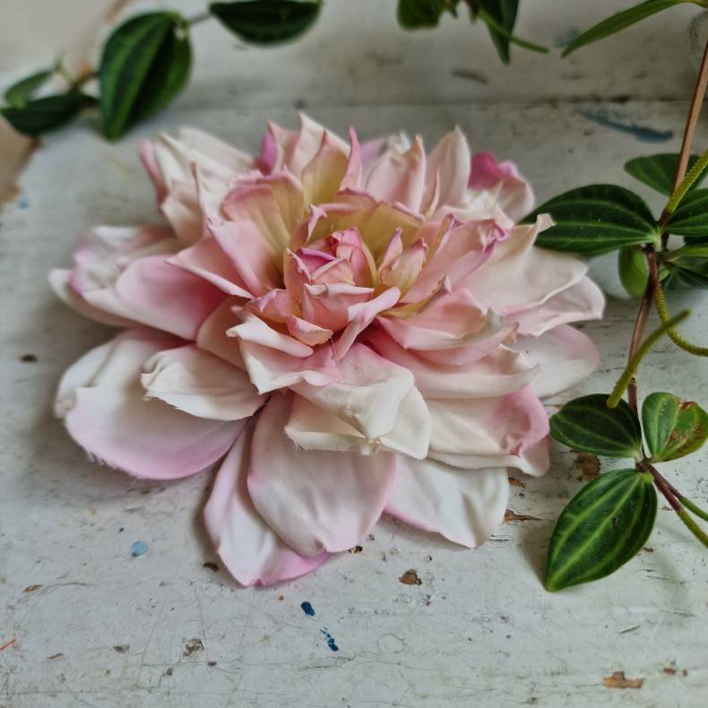 Rosa/hvid georgine blomster pynt S