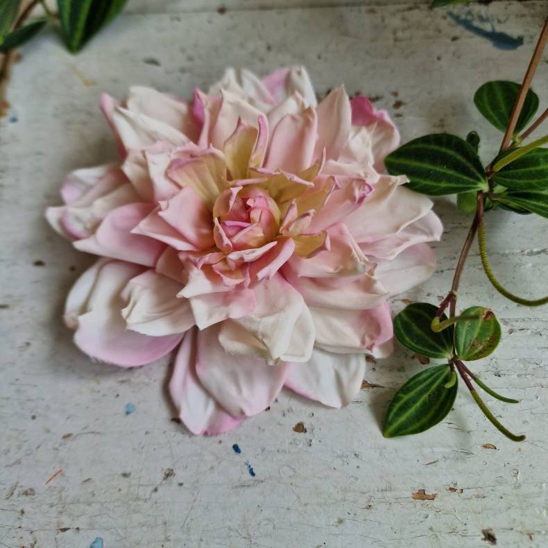 Rosa/hvid georgine blomster pynt S