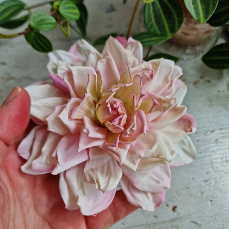 Rosa/hvid georgine blomster pynt S