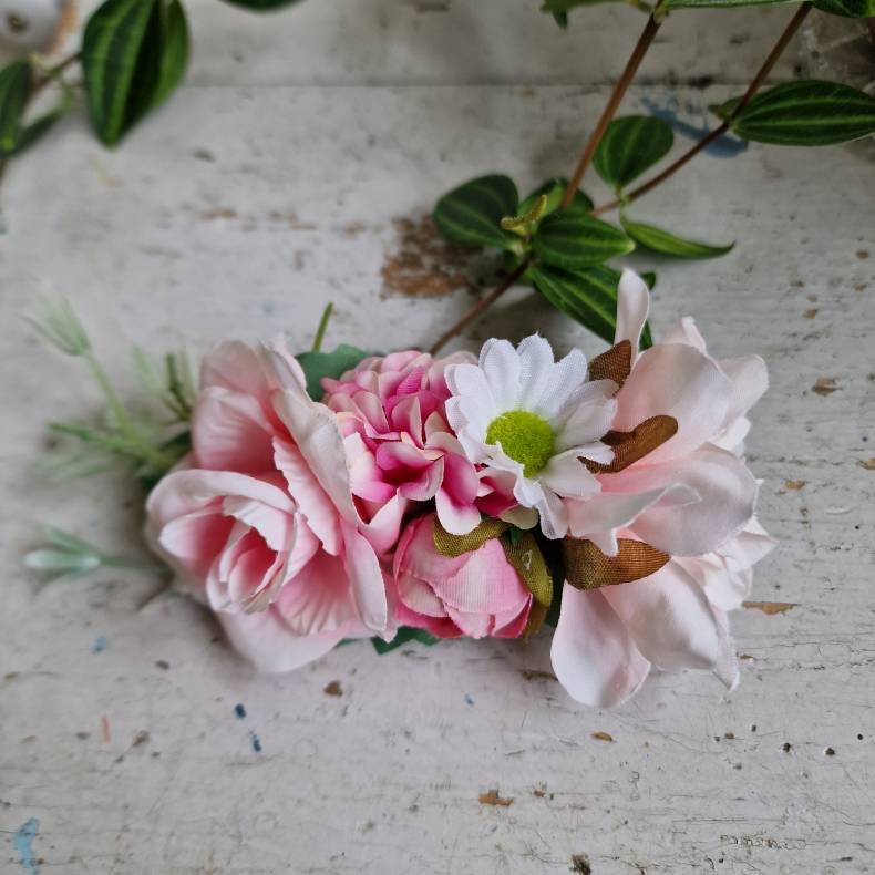 Rosa og hvide blomster mix hrspnde 10 cm NO: 19