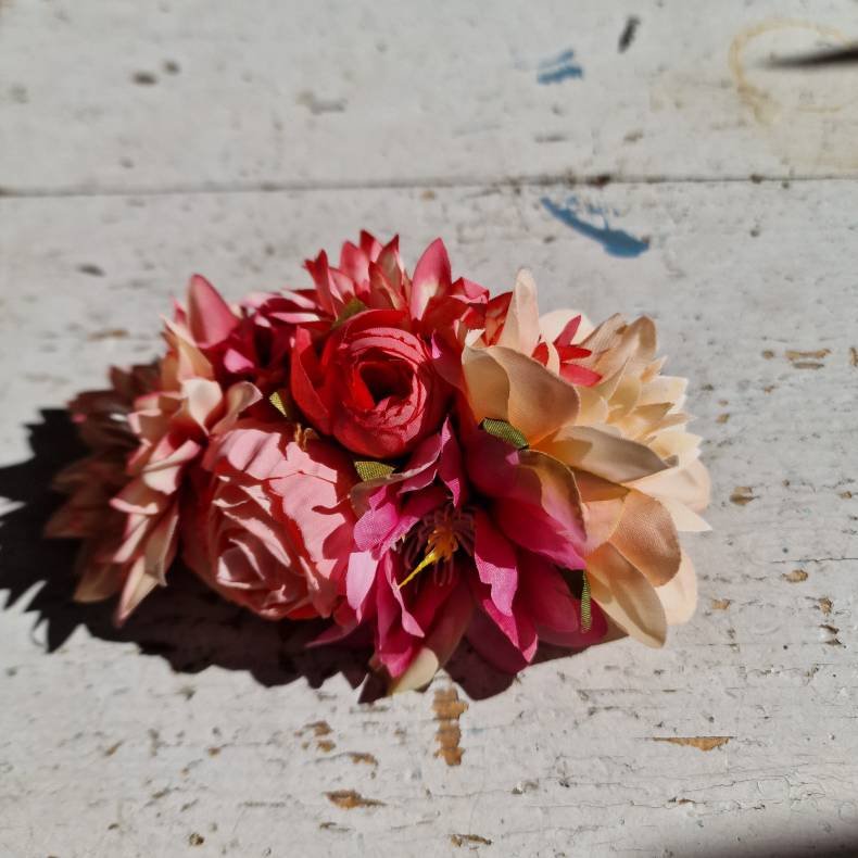 Pink og fersken blomster mix hrspnde 10 cm NO: 20