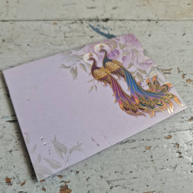 Kuvert lille lyslilla med pfugle
