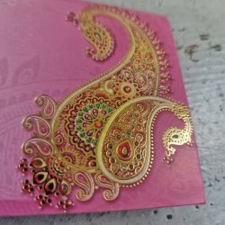 Kuvert lille, Pink med guldtryk