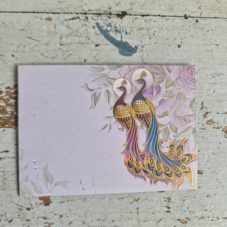 Kuvert lille lyslilla med pfugle