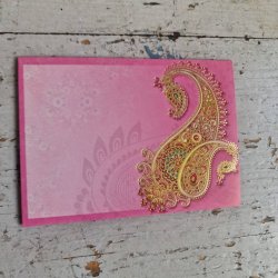 Kuvert lille, Pink med guldtryk