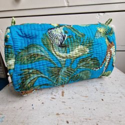 Turkise Indiske Bloktrykte kosmetik/toilettasker med tigere og skov.