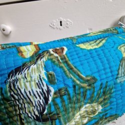 Turkise Indiske Bloktrykte kosmetik/toilettasker med tigere og skov.