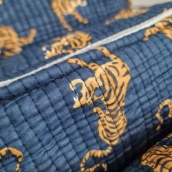 Mrke bl Indiske Bloktrykte kosmetik/toilettasker med tigere 