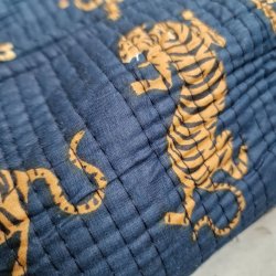 Mrke bl Indiske Bloktrykte kosmetik/toilettasker med tigere 