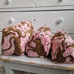 Rdt mnster Indiske Bloktrykte kosmetik/toilettasker med store tigere