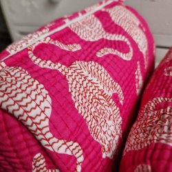 Pink Indiske Bloktrykte kosmetik/toilettasker med tigere.