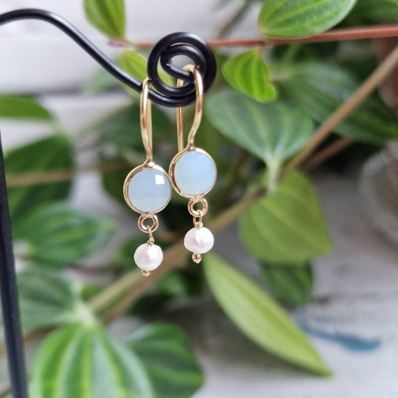 Petite lys bl� med perle