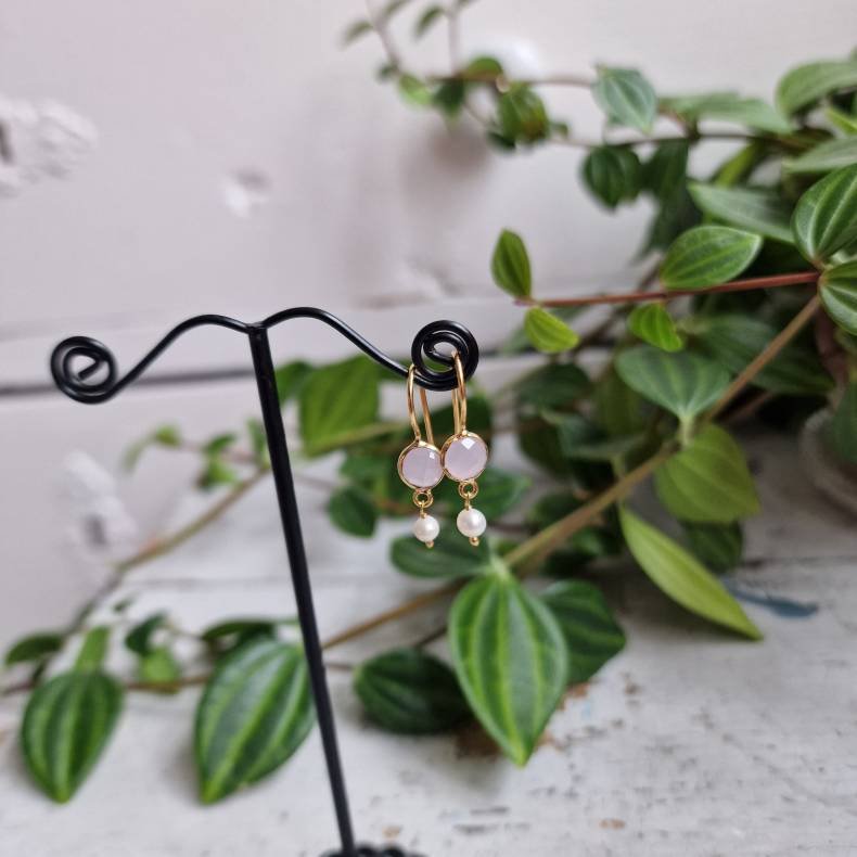 Petite rosa quarts med perle