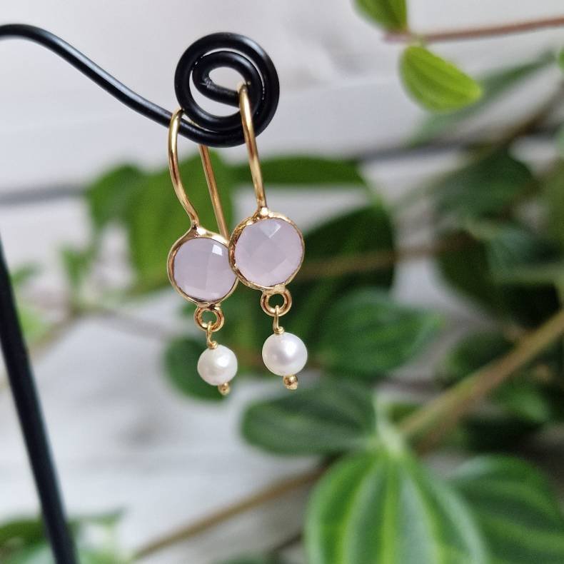 Petite rosa quarts med perle