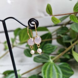 Petite rosa quarts med perle