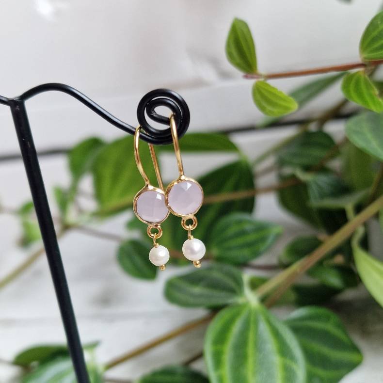 Petite rosa quarts med perle