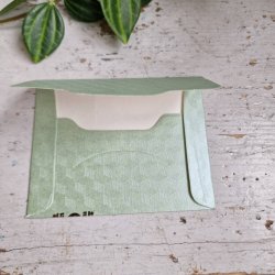 Lys gr�n kuvert, lille med guldtryk