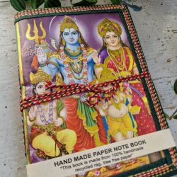 H�ndlavet notesbog med Shiva, Parvati og Ganesha M