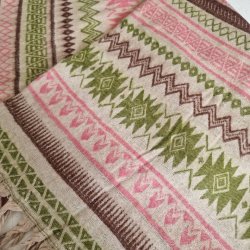 Grafisk uldt�ppe rosa/gr�n/gylden/r�dbrun