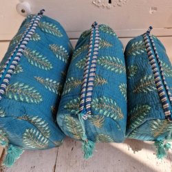 Petrol turkis Indiske Bloktrykte kosmetik/toilettasker med smukt klassisk m�nster