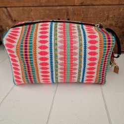 V�vet toilettaske pink/lyser�d