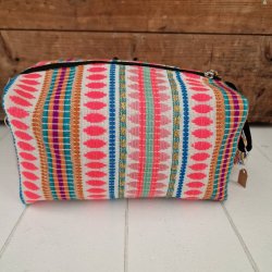 V�vet toilettaske pink/lyser�d