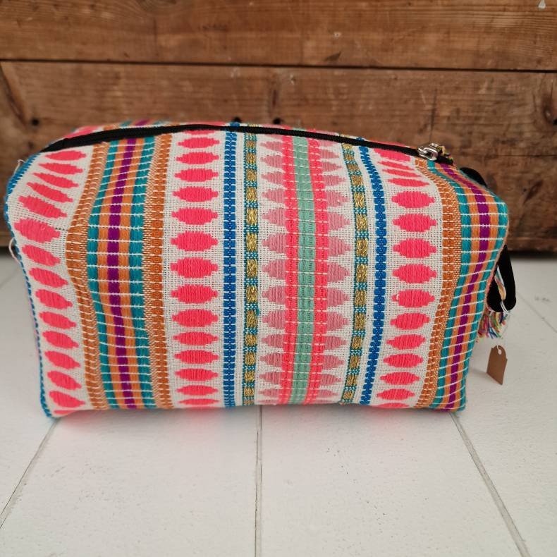 V�vet toilettaske pink/lyser�d