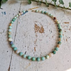 Amazonite unikak�de med sm� forgyldte mellem stykker